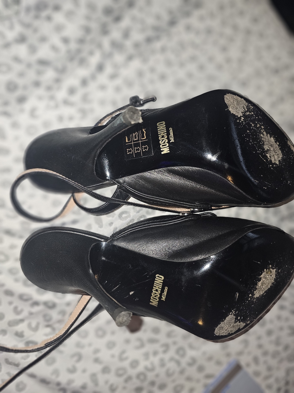 Moschino Black Leather Moto Biker Jacket Ankle Strap Sandals Size 39 - Picture 4 of 8
